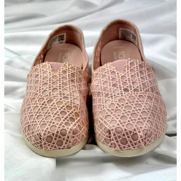 Toms Alpargata Ballet Pink Basket Weave Lace Shoe 7.5 - Picture 7 of 10